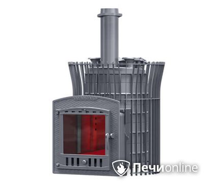 Банная дровяная печь Гефест AVANGARD ЗК 30 (П2) Ураган в сетке Тюльпан в Березниках