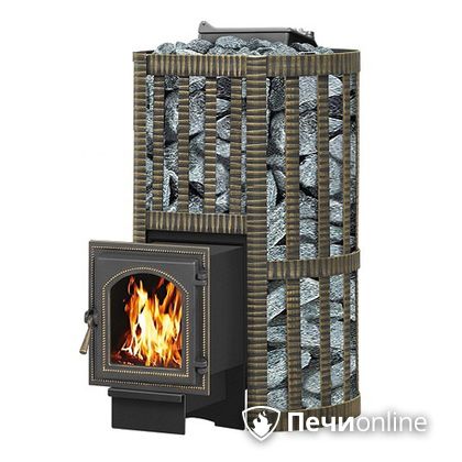 Дровяная банная печь Везувий Ураган Ковка 22 (270) с закрытой каменкой чугун в Березниках