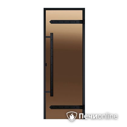 Дверь для бани Harvia Стеклянная дверь для сауны LEGEND 7/19 черная коробка сосна бронза  D71901МL в Березниках