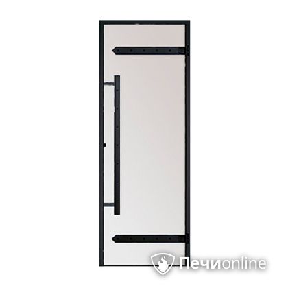 Дверь для бани Harvia Стеклянная дверь для сауны LEGEND 7/19 черная коробка сосна сатин D71905МL в Березниках